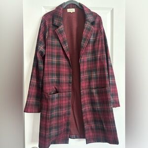 Melloday | Open Front Blazer | Maroon and Black/Gray | XL